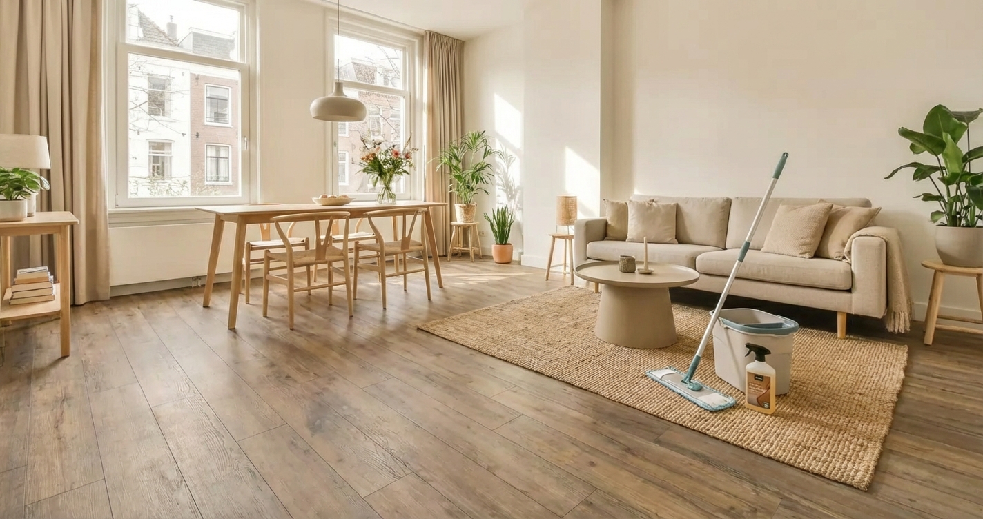 Gelakte houten vloer schoonmaken: dit is de juiste aanpak - Domoba.nl